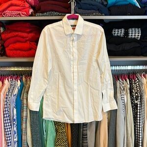 Saks Fifth Avenue white button down long sleeve shirt size 15 1/2”